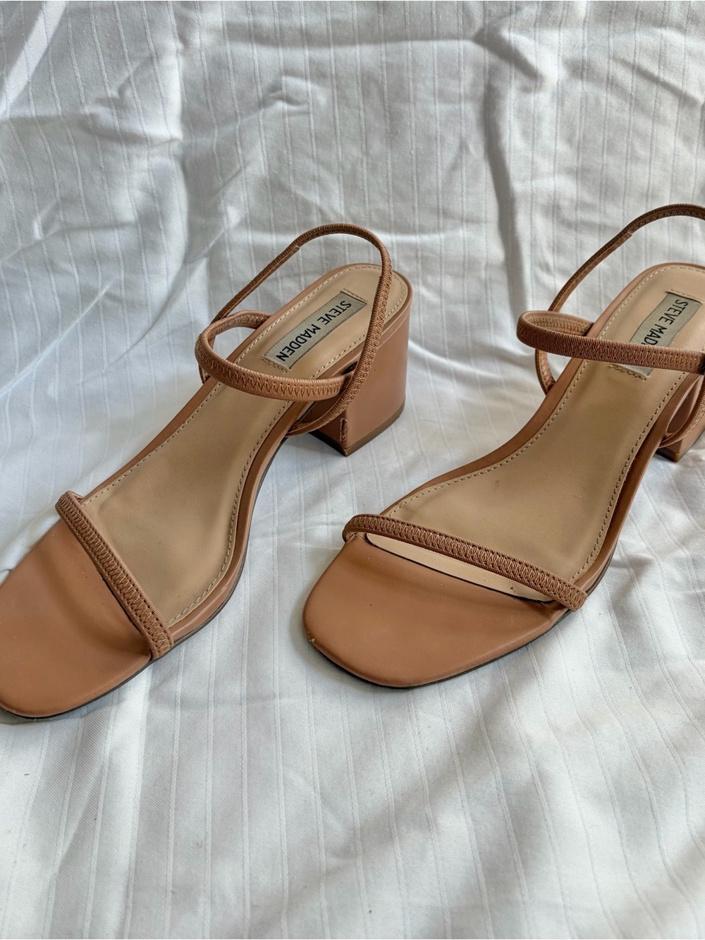 Steve Madden Tan Strappy Block Heel Sandals